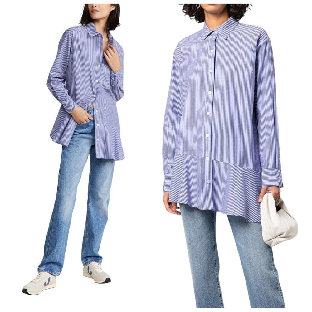 Veronica Beard Gilda Oversized Striped Cotton shirt. Size 4, New with tag.